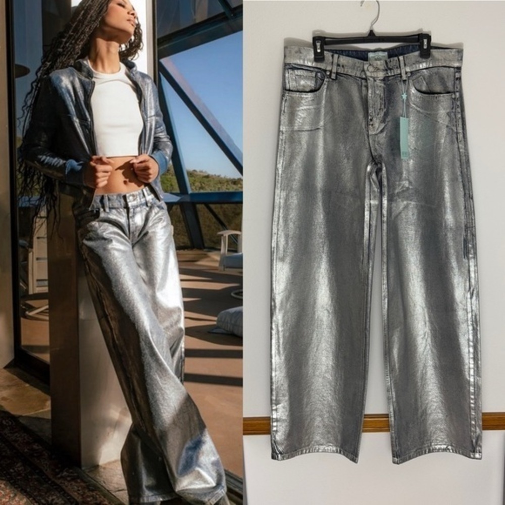 REVICE NWT Fly Silver wide leg jeans size 32